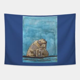 Polar Bear Mother and Cubs Tapestry