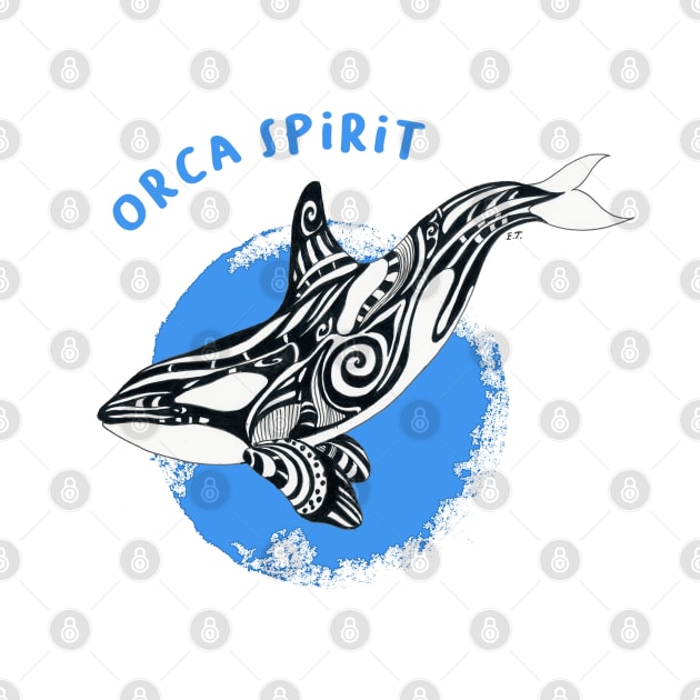 Orca Killer Whale Blue Tribal Tattoo Sun Ink Art by Seven Sirens Studios