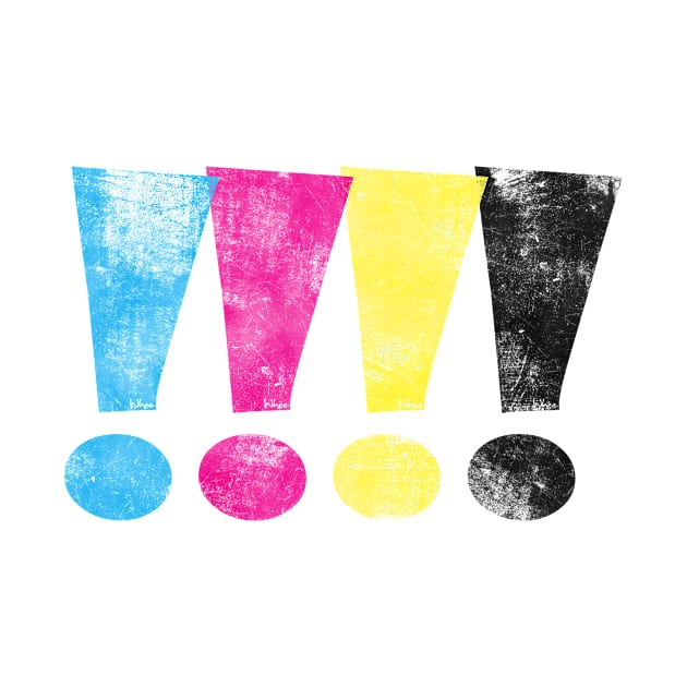 Distressed CMYK Whee! Exclamation Points by wheedesign