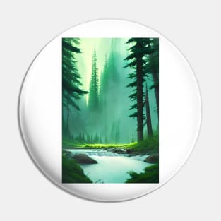 Greenish Nature Forest River Flowing Landscape Pin