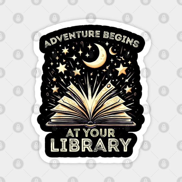 Adventure Begins At Your Library 2024 Magnet by lunacreat