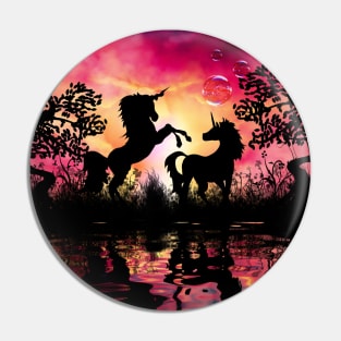 Wonderful unicorn playing in the night Pin