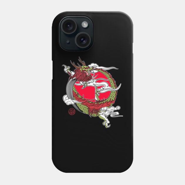 Japanese dragon position ouroboros Phone Case by Ukiyograph