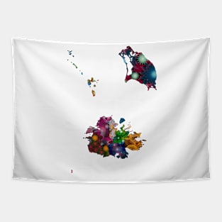 Spirograph Antigua and Barbuda Island Map Tapestry