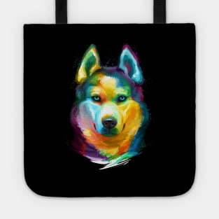 Siberian Husky Colorful Portrait Tote