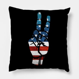 Peace hand patriotic, 4th of July, Peace sign, flag clipart, happy 4th of July Pillow