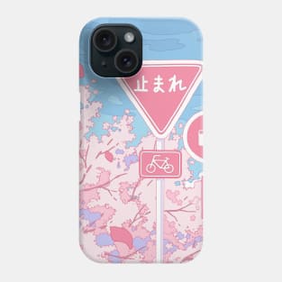 The cute Japanese signs, sky, and pink cherry blossom Phone Case