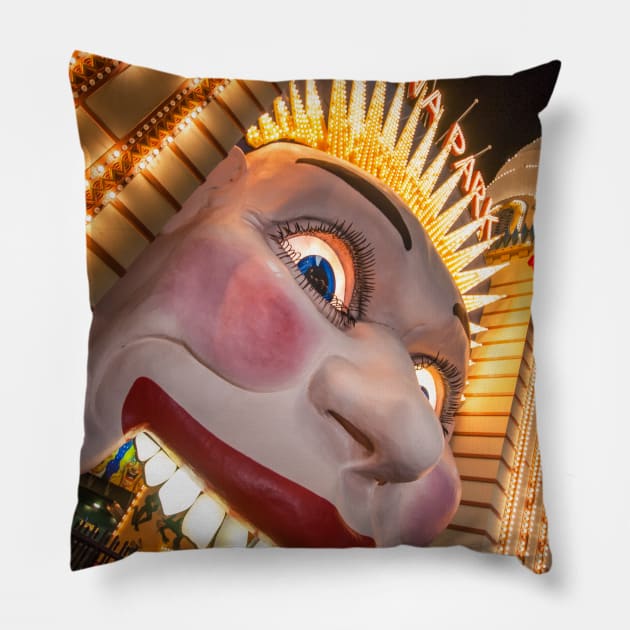Luna Park Face at Night, Sydney, NSW, Australia Pillow by Upbeat Traveler