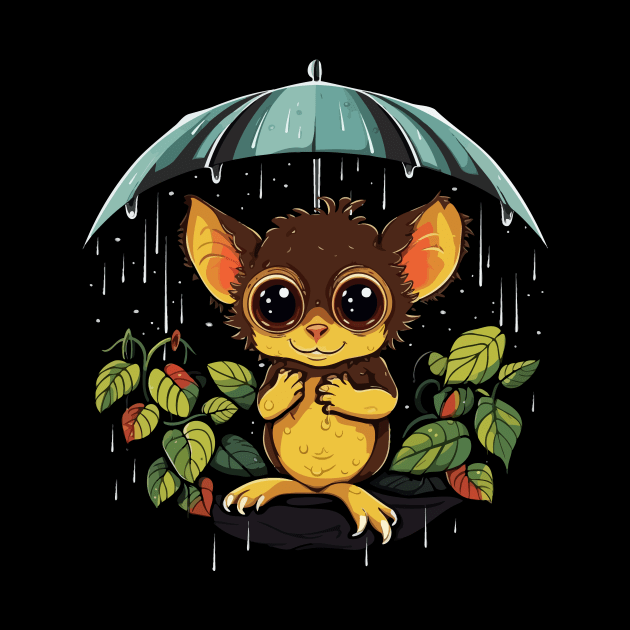 Tarsier Rainy Day With Umbrella by JH Mart