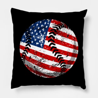 Baseball American Flag 4Th Of July Pillow