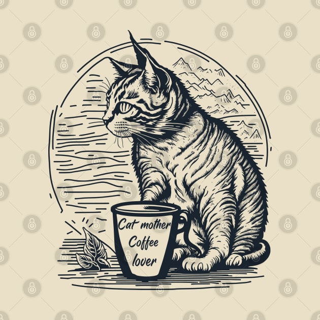 Cat mother coffee lover by Javisolarte