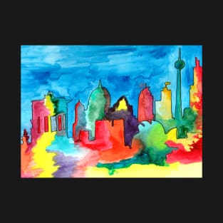 Berlin colourful -  watercolour sketch of Berlin landmarks T-Shirt