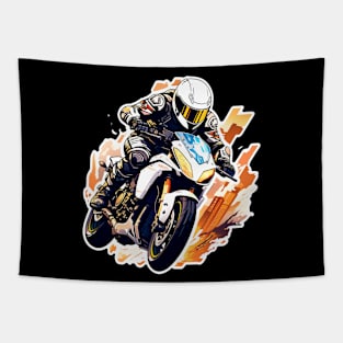 crazy motorcycle design Tapestry