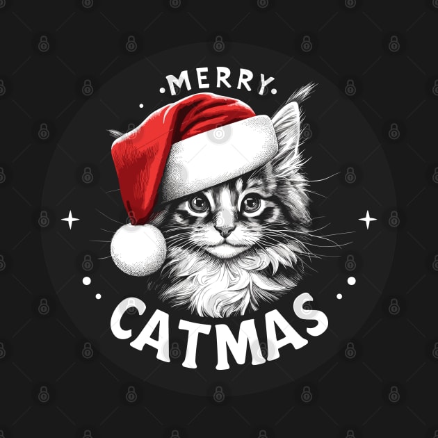 Merry Catmas Maine Coon Christmas by TomFrontierArt