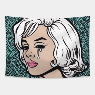 Marilyn Blonde Crying Comic Girl Tapestry