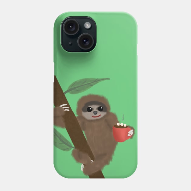 Fluffy Sloth Chocolate Phone Case by Geometrico22