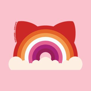 Lesbian Pride Cat Ear Rainbow T-Shirt