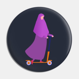 Muslim woman on scooter Pin