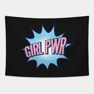 Girl Power GRL PWR Cute Funny Pink Blue Social Distancing FaceMask for Feminists Tapestry