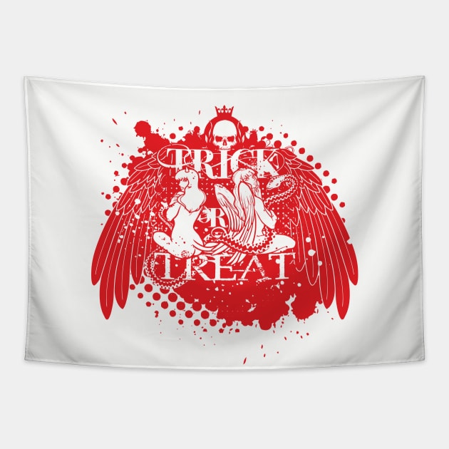 Trick or Treat? - Red Tapestry by Cooliophonic