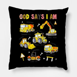 Construction Bible Verse Truck Toddler Kids Pillow