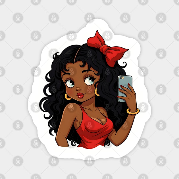 Black Betty Boop Modern Hair Magnet by UrbanLifeApparel