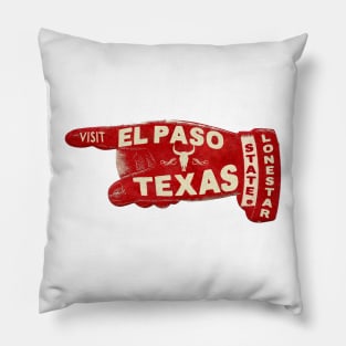 Vintage El Paso Texas Travel Cow Cattle Lonestar State Bull Skull Pillow