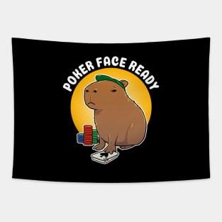 Poker face ready Capybara Cartoon Tapestry