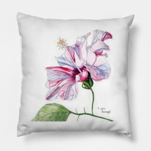 Pink Hibiscus Flower in watercolor Pillow