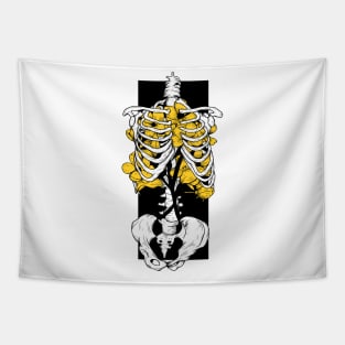 Yellow flowers and bones Tapestry