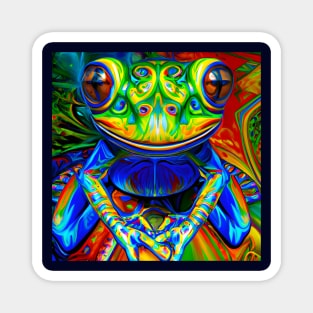 Frogger Spirit Animal (4) - Trippy Psychedelic Frog Magnet