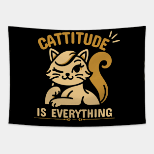 Cattitude Is Everything | Cute cat design for Attitude Is Everything Tapestry