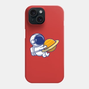 Cute Astronaut Hugging Planet Cartoon Vector Icon Illustration Phone Case