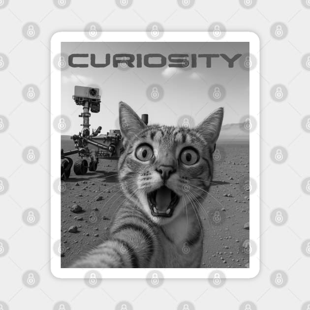 Funny cat selfie meme on Mars with NASA Curiosity Rover Magnet by Stylecombinator