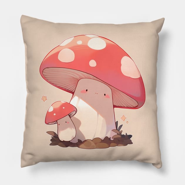 Mushroom Friends Pillow by nekopaffu