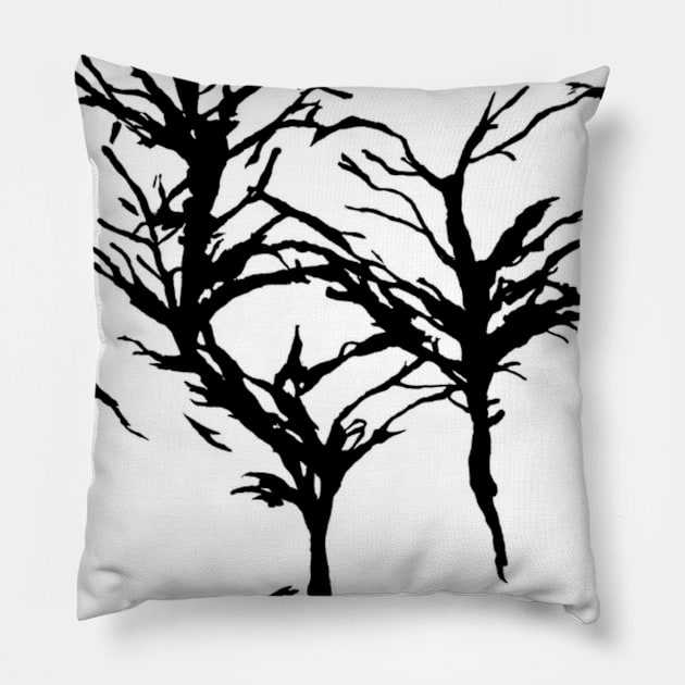 Tree Black Pillow by JequiPrint