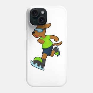 Dog at Ice skating with Goggles Phone Case