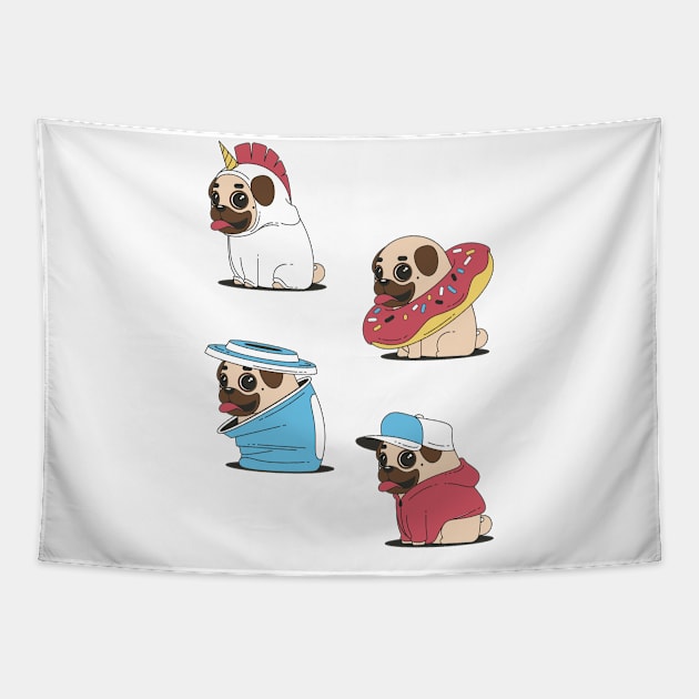 Funny dog stickers Tapestry by white.ink