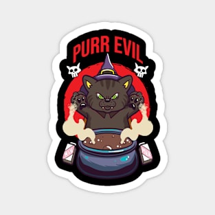 Purr Evil Halloween Witch Cat Magnet