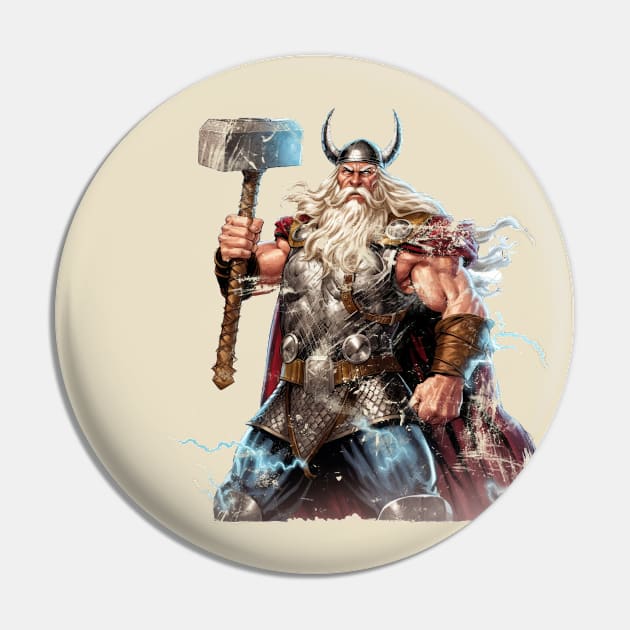 Thor, god of Thunder graphic design t-shirt Pin by Graphic Glory Art