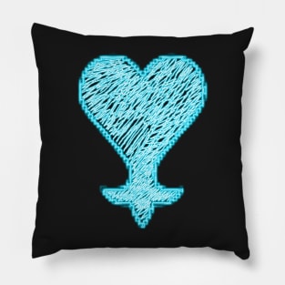 Heartless 8bit style blue neon Pillow