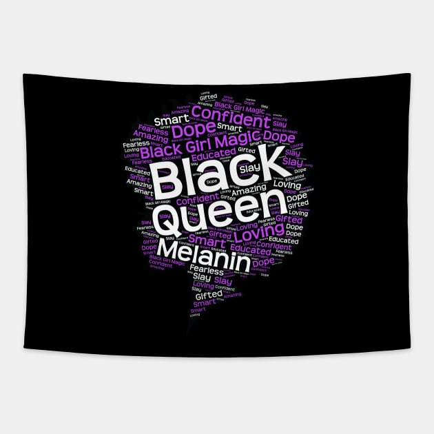 Black Melanin Queen Afro Tapestry by blackartmattersshop