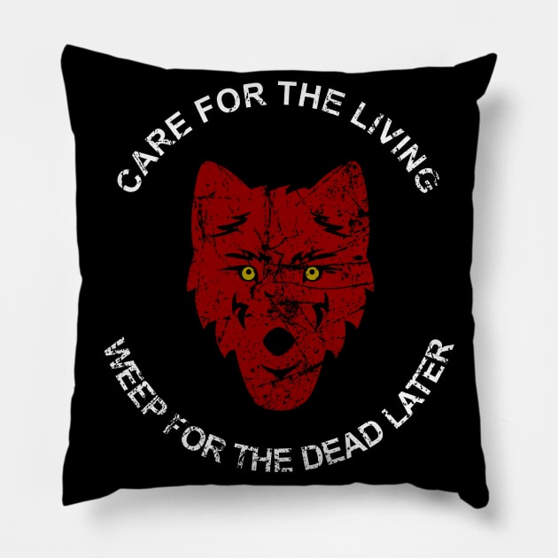 Care for the Living Distressed. Pillow by charliecam96