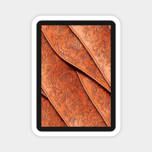 Brown Ornamental Leather Stripes, natural and ecological leather print #71 Magnet