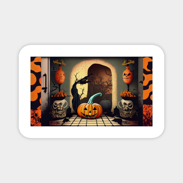 Halloween Cat and Jack-o'-Lantern Magnet by Tee Trendz