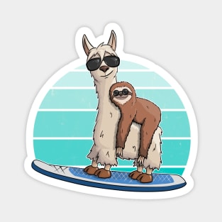 Sloth on Llama Stand Up Paddle SUP Magnet