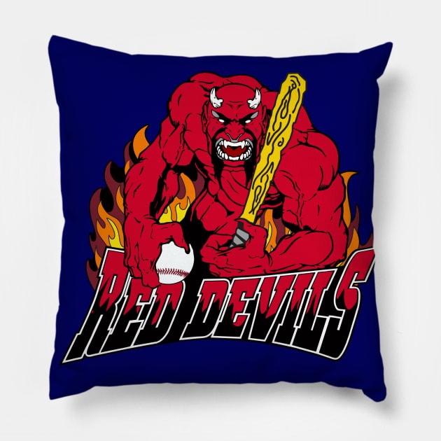 Red Devils Baseball Logo Pillow by DavesTees