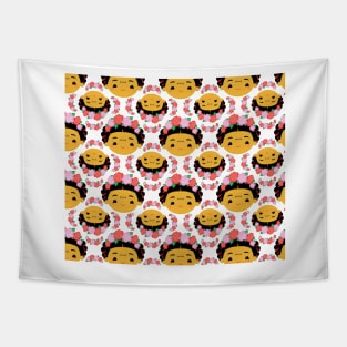 Cute Chibi Kawaii Mexican Painter Pattern Tapestry