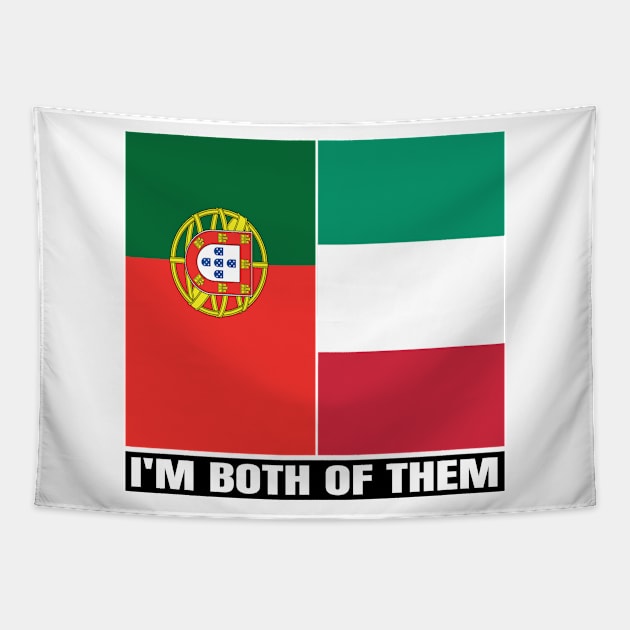 Half Portuguese Half Italian Heritage Portugal Roots & Italia DNA Family Flag Design Tapestry by OriginalGiftsIdeas