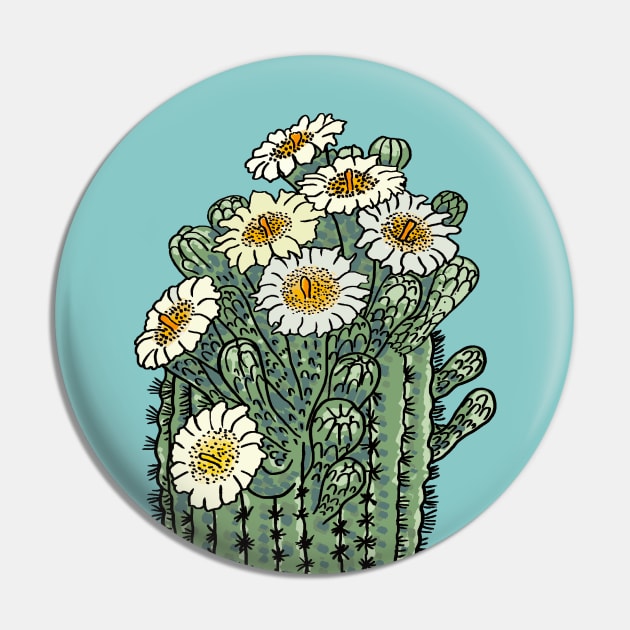 Arizona States Flower : Saguaro Cactus Blossom Pin by Hanatist Studio